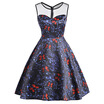 Vintage Butterfly Print Mesh Panel Dress