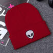 Unisex Womens Mens Alien Embroidery Knitted Crochet Ski Beanie Hip-hop Cuff Hat