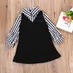 Stripe Girls Princess Kids Baby Party Wedding Pageant Long Sleeve Dress