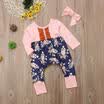 Newborn Baby Girls Cotton Flower Romper Pants Jumpsuit Headband Outfits Clothes