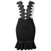 Plus Size Color Block Lace Mermaid Dress