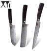 XYj Cuchillo De Damasco De 3 Piezas Cuchillo De Cocina De Damasco VG10 Patrón De Acero De Damasco Cuchilla De Color Mango De Madera Cuchillos De Cocin