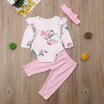 Newborn Infant Baby Girl Floral Clothes Romper Pants Leggings Headband Outfit