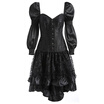 Asymmetric Lantern Sleeve Two Piece Corset Dress