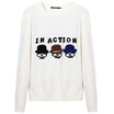 Semir Ladies simple round necklace headset cartoon sweater backing shenzhen Korean tide 19416070906 this white XL
