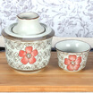 Yamada shochu with ceramic underglaze color three-piece warm wine pot red rich