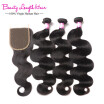 Peruvian Virgin Hair Body wave With Closure 3 Bundles Peruvian Body Wave With Lace Closure Body Wave Human Hair With Closure