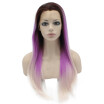 Iwona Synthetic Hair Lace Front Long Stright Ombre purple Blonde Two Tone Wig