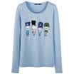 Semir Women&39s round neck card cartoon cotton long-sleeved T-shirt Korean version of the shirt 19316010906 ice blue M