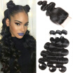 Brazilian Body Wave Hair 3 Bundles With 1PC Lace Closure 4x4 Part 100 Human Hair Weave Brazilian Virgin Hair With Closure