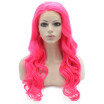 Iwona Synthetic Hair Lace Front Long Wavy Hot Pink Wig