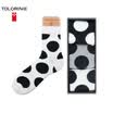 TOLORINIE business men socks combed cotton black&white large dots cotton socks four seasons men socks in the tube socks 3 double K7112M0011