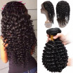 NEW 360 Lace Frontal Band With Bundles Peruvian Curly Hair Deep Wave With Closure 360 Lace Frontal With Bundle Natural Hairline