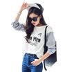 Longyue Women Korean Academy Windmill Long Sleeve T-Shirt Student Stitching Shirt LWTC172311 White L