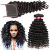 Peruvian Deep Wave With Closure 3 Bundles Peruvian Virgin Hair With Closure Deep Curly Human Hair With Closure And Baby Hair