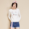 Semir Ladies simple round necked sets of sweet letters embroidered knit sweaters sweater sunglasses Korean tide 19416070902 the white M
