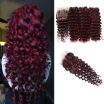 Mink Brazilian Hair With Closure 3 Bundles Brazilian Deep Wave With Closure 99J Red Virgin Human Hair Bundles With Lace Closure