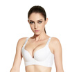 Qu Mu no steel ring gathers seamless bra comfortable vertical cotton underwear to adjust the back of the breast bra QM7625 white 75A