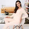 Aibo paternity clothes pregnant women nursing clothing autumn clothes pants suit pregnant women pajamas side open breast feeding M305 pink L