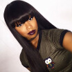NLW Peruvian virgin human hair Lace front wigs Silk straight Glueless wigs with bangs for black women