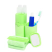 Bancheon Italian Cocoa Capsule Washing Cup Rinse Cup Set Traveling Toothbrush Toothpaste Towel Storage Set Travel Outbound Travel Travel Essential Supplies All-in-One Edition Eight Paste Mint Green