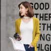 VIVAHEART Korean solid color sweater ice silk vest V neck collar shirt ladies coat thin VWTD172445 white M