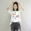 City Plus CITYPLUS Arts & Crafts Casual Loose Loose Letter Prints Five Sleeve T-Shirt Female CWTD173450 White L