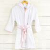 Sanli cotton hooded belt bathrobes parenting home service four seasons universal living gowns girl models - pink edge -S