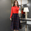 Siberian woman 2017 round neck long sleeve hit color half skirt set autumn with belt S71R0379A1526XL on the red under the Tibetan XL