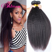 Coarse Yaki Human Hair Weaves 7A Brazilian Virgin Hair Kinky Straight 4 Pcs Mink Brazilian Yaki Straight Hair Weave Bundles