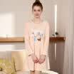 Red beans home Hodohome pajamas women spring&autumn cotton striped cartoon long sleeves sleep dress 012 yellow 160 84A