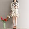 City plus CITYPLUS art romance retro hit color tie printing dress CWQZ173152 rice white M
