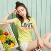 Semir Semir student letter hit color printing round neck collar head primer 12216000003 pink green S