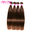 Aphro Hair Brazilian Virgin Hair 8A Human Hair 4 Bundles Straight Hair 4 Light Brown Color 8-28 inches