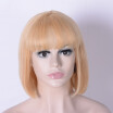 9A Human Hair Bob Wigs 24 Color Blonde Short Machine Made Wigs With Bangs 8 inch