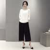 A pond morning 2017 autumn women&39s self-cultivation temperament two-piece suit sleeves fashionable wide leg pants suit female S71R0521 on the white under the black S
