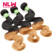 NLW 10A Brazilian virgin human hair 3 bundles Body wave hair extensions Ombre T1B27 Hair color