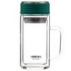HAERS Glass Tea Cup Double Handle Cup Office Men&Women Tea Cup 400ml Brown