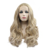 Anogol Blonde Body Wave Peruca Laco Sintetico Long Wavy Heat Resistant Natural Fiber Hair Wigs Synthetic Lace Front Wig