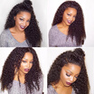 Long Kinky Curly Glueless Lace Front Wigs Brazilian Hair Deep Curly Lace Front Human Hair Wigs for Black Women