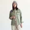 And the pure Raincun denim jacket spring spring new bf wind embroidery badge denim jacket female Korean version of the long section of the flight suit jacket S code N6041 army green