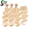 9A Grade Blonde Bundles With Closure Body Wave Brazilian Virgin Human Hair With Closures 3 Bundles With Lace Closure