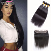 YYONG Hair Brazilian Straight Virgin Hair With Lace frontal With Bundles Human Hair Weave With Lace frontal 3 Bundles With Frontal