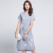 Sibara House Female 2017 Summer Carton Printed Embroidery Chinese Wind Qipao Air Quality Plain Dress S72R0224A11XL Gray XL