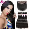 Virgin Brazilian Hair Straight Hair With Frontal Ear To Ear 3 Bundles Mink Brazilian Virgin Hair With Frontal Closure Bundles Huma