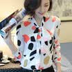 Xian Ya fashion Slim temperament was thin Korean version of the floral wave point bottom shirt female tide zx16021713 red dot M