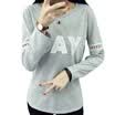 Long Yue Women Korean version of the hollow long-sleeved T-shirt splicing sleeve round neck large yards primer LWTC172308 white M
