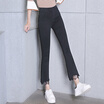 KuoyiHouse 0021 17 new black jeans women&39s elastic lace micro-bell pants female nine points pants burr Slim spring high waist large size black XL