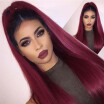Ombre Straight Human Hair Lace Front Wig Two Tone 1BT99J Color Glueless Brazilian Lace Front Human Hair Wigs