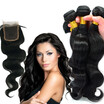 QDKZJ Brazilian Virgin Hair 45pcs Body Wave Middle Part Lace Closure With 34pcs Bundle Unprocessed Hair Extention Body Wave